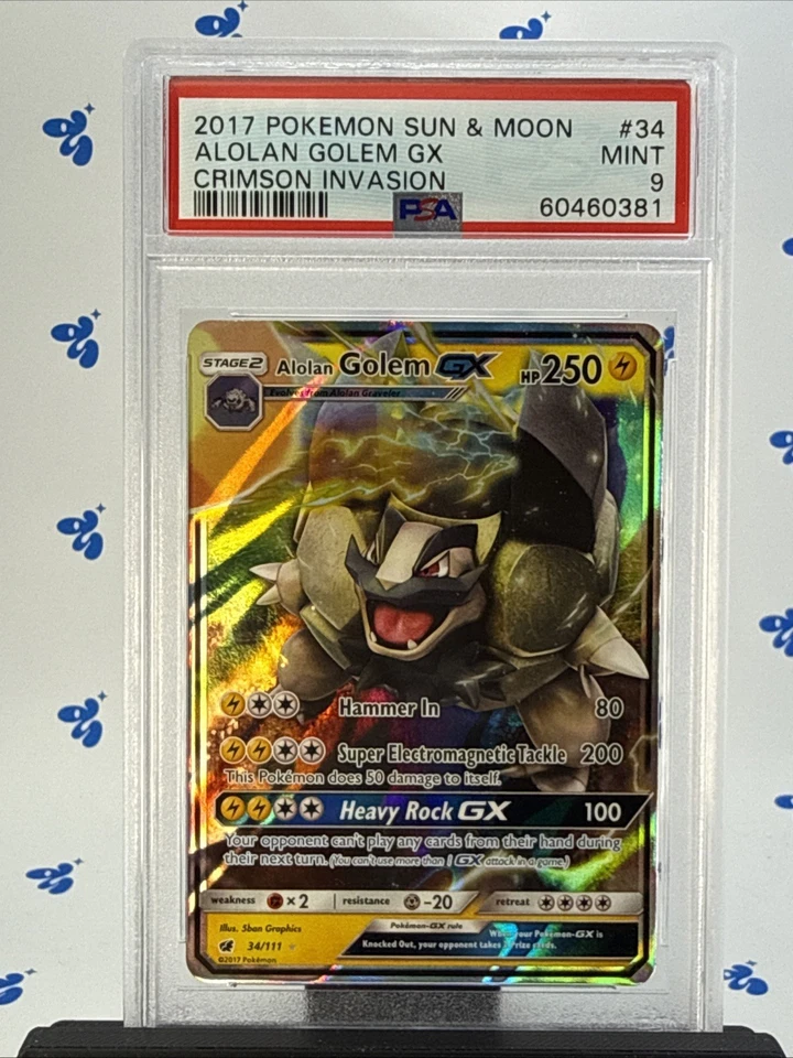 PSA 9 Pokemon Alolan Golem GX 2017 Sun & Moon Crimson Invasion #34/111  - Image 2 of 3