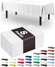Plastic Table Cloth Disposable 8 Pack 54 x 108 Inch Table Cloths Party Picnic