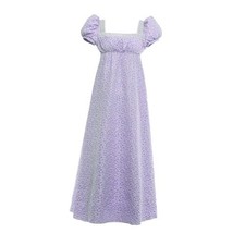 Womens Regency Dress Empire Waist Long Regency Costume Victorian Small Purple