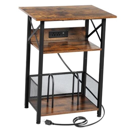 Vintage Record Player Stand with USB Charging Station - 18.89