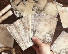 Vintage Floral Paper in Neutral for Scrapbooking Junk Journal 50 PCS DIY Crafts