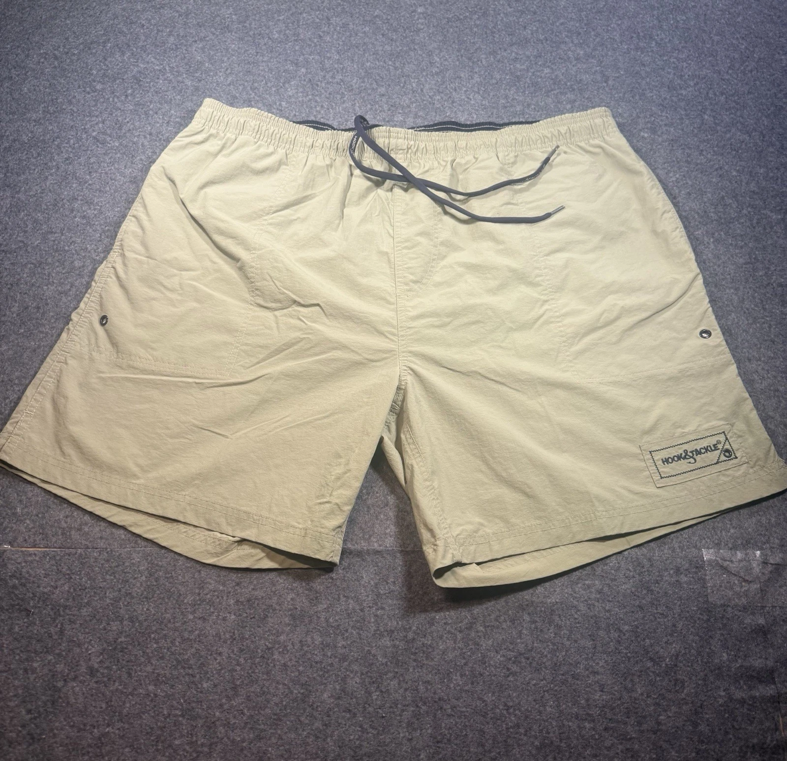 Hook & Tackle Men's Beer Can Island Fishing Swim Shorts Khaki Size XL