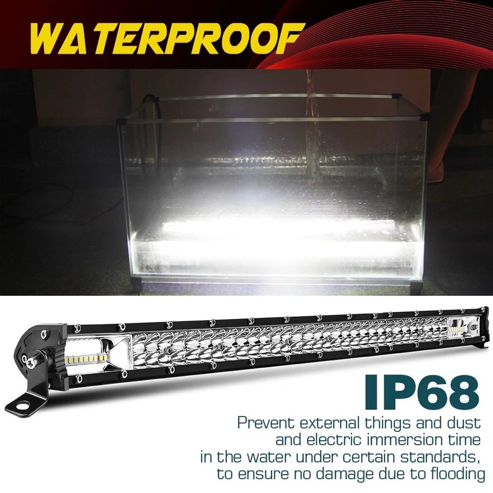 7/14/20/26/32/38/44/50 Slim LED Light Bar Dual Row Offroad Driving ATV SUV 4WD - Image 3 of 4