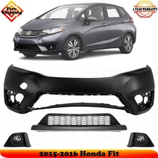 Front Bumper Cover Fascia & Fog Light Assembly Kit For 2015-2016 Honda Fit