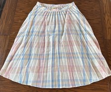 NEW Vintage 60s 70s Alex Colman Plaid Pastel Woven Skirt Size 14