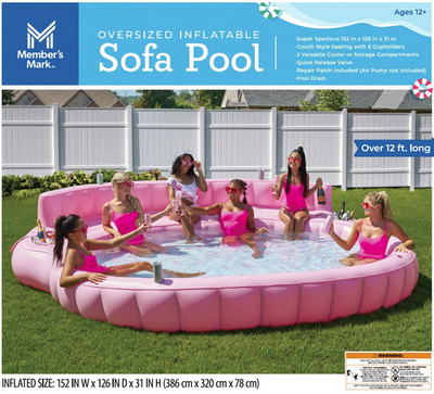 Member's Mark Oversized Inflatable Pool Sofa Pink Lounge Float 2026