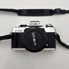 MINOLTA XG-M 35mm SLR Film Camera w/ MD Minolta 50mm 1:2 Lens. New Batteries.