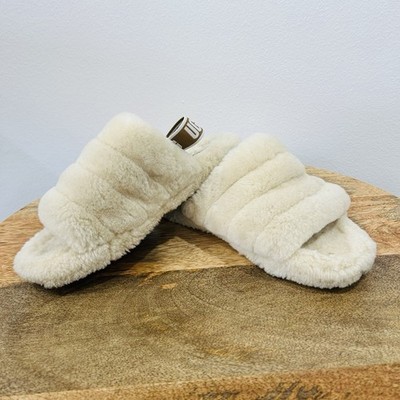 UGG Women's Fluff Yeah Slide Slippers Ivory Cream Natural Size 5 Worn Once