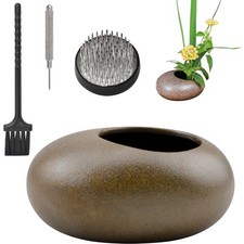 WANDIC Blumenarrangement Zubehör, Ikebana Schale Japanisch Vase, Runder Blume...
