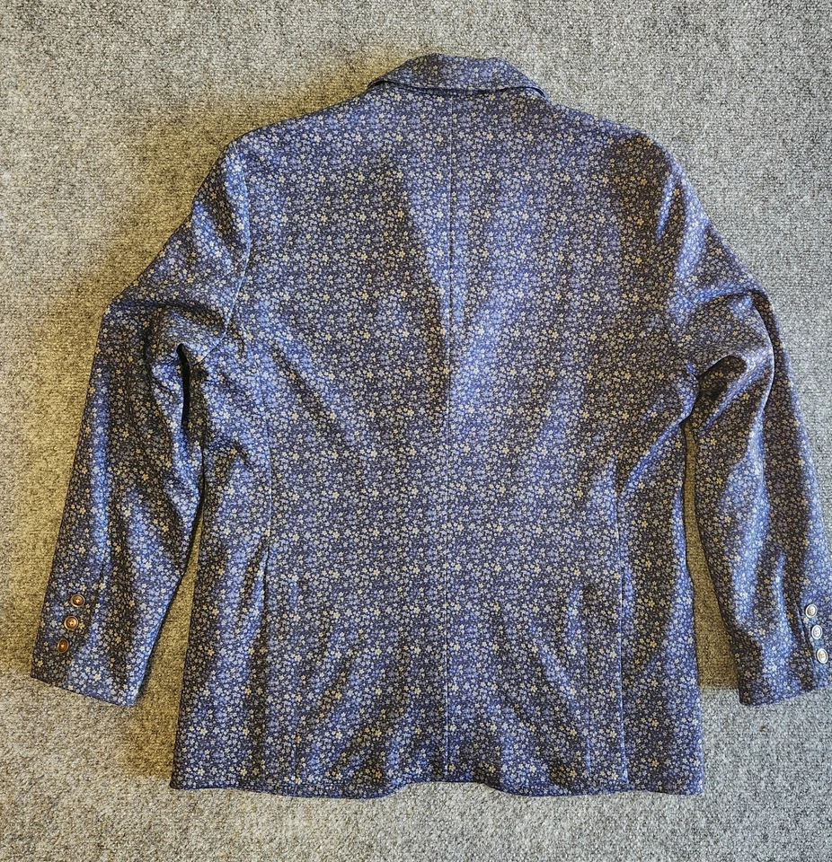 Chaqueta deportiva de punto azul con estampado floral Tallia para hombre talla L Blazer Abrigo Foto 3 de 4