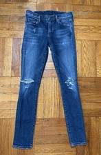 Women's Citizens Of Humanity Skinny Leg Distressed Dark Wash Jeans Size 28