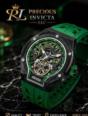 NEW Invicta Men's 45mm S1 Rally AUTOMATIC Skeleton Dial Green/Black Tone Watch