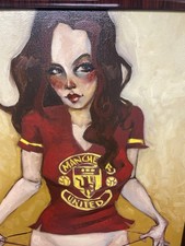 MANCHESTER UNITED PAINTING TODD WHITE JERSEY GIRL! SEXY!!! SIGNED/COA
