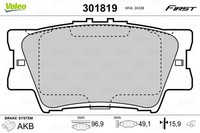 Valeo Bremsbelagsatz, Scheibenbremse 301819 FüR Lexus Toyota