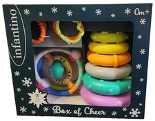 Infantino Go Gaga Box of Cheer Baby Sensory Learning Toy Ring Link Rattle 15 NEW