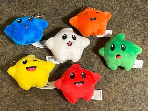 Complete Set Of 6 Super Mario Galaxy Movie Luma Plush Bag Tag Keychain Blind Box