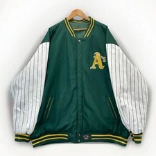 Jeff Hamilton Oakland As Bomber Varsity Jacket 6X JH Design Reversible Satin VTG