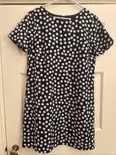 J.CREW Polka Dot Shift Dress Navy White Short Sleeve Short Women Size 6