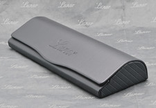 LUNOR Eyeglasses Case Genuine Leather Flip C Magnetic Dark Gray Coal Short 14...