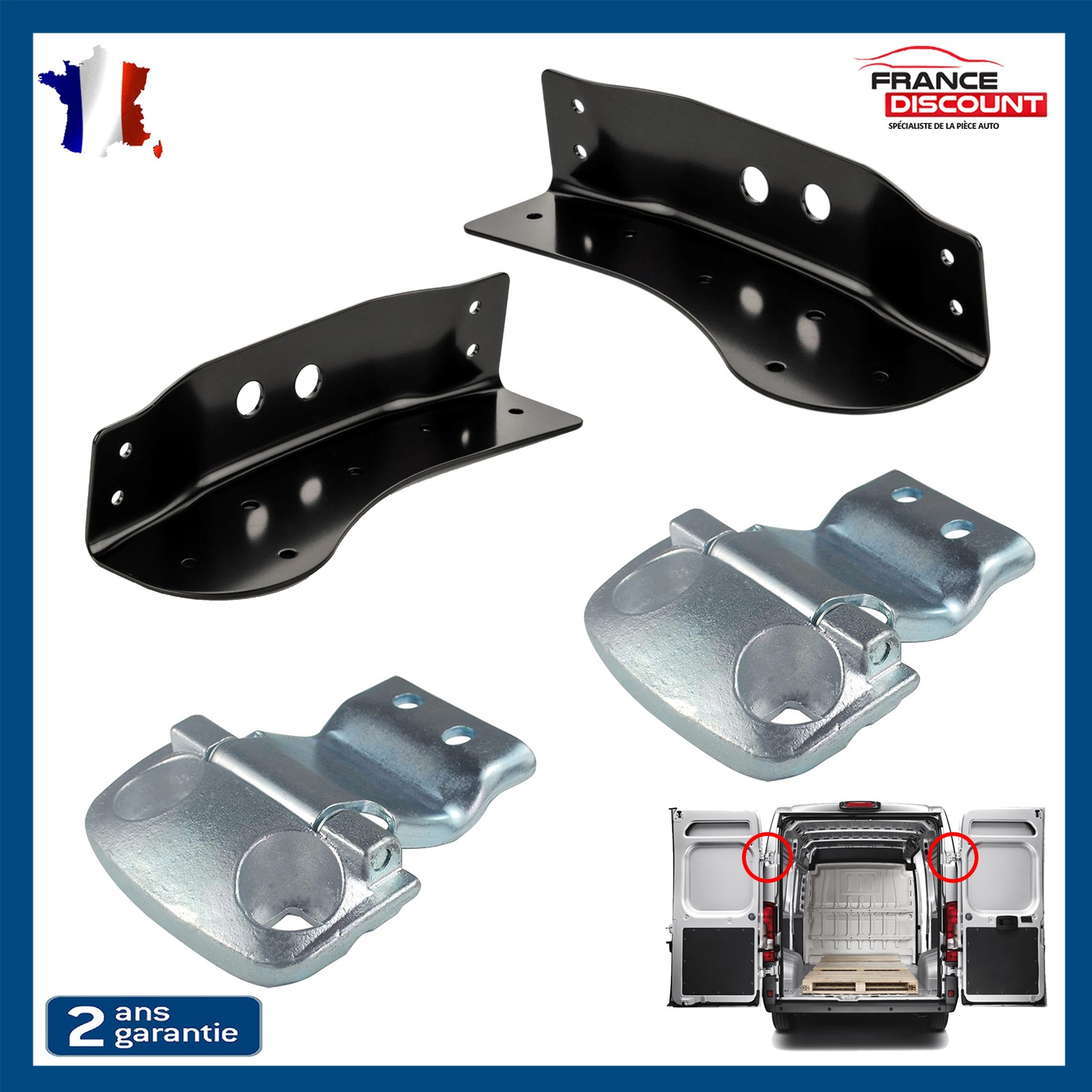 Charnières arrière et plaques de renfort pour Peugeot Boxer 1610799580