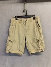 American Eagle Cargo Shorts Men's 34"x11" Khaki Longer Length Ripstop READ