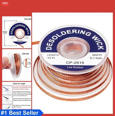 Solder Wick Braid 10 Ft Length Desoldering Wick Remover No-Clean Copper Wire