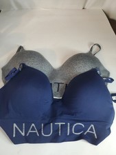 Nautica Intimates Wire Free Comfort Bra Womens Size 36C Blue Navy Style 2 PACK