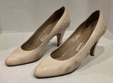 Vintage 80s Bottega Veneta Cream Woven Detail Pumps Heels 6.5 FREE S H