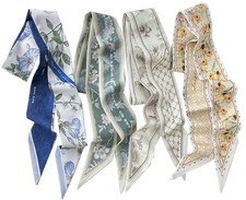 4 Packs Purse Scarf For Handbags Silk Head Handle Blue,green,beige,yellow