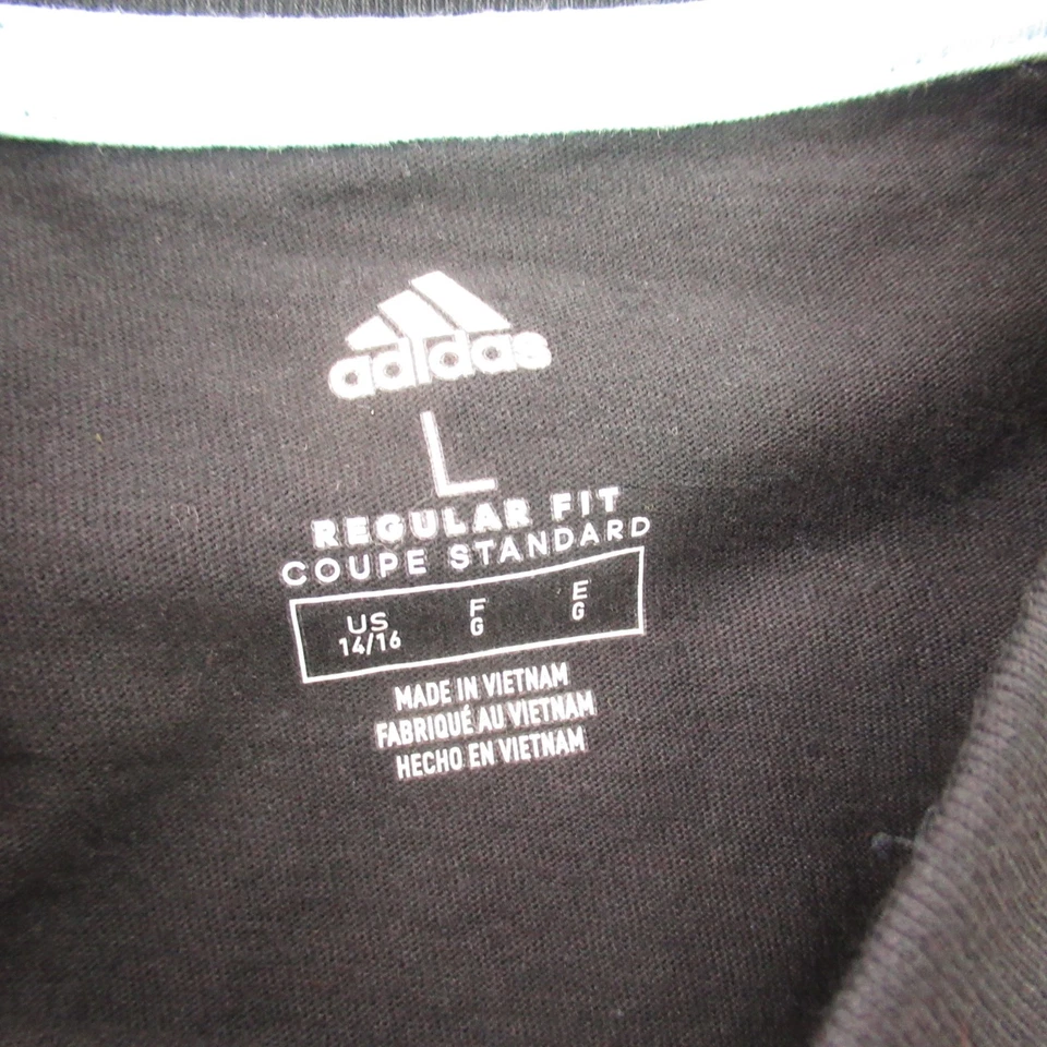 Adidas Shirt Boys 14-16 Short Sleeve Casual Crew Neck Lightweight Black - Image 3 of 4