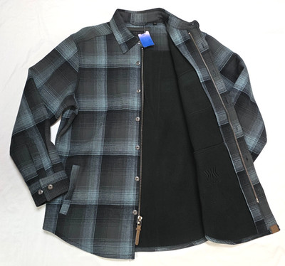 New DKOTA GRIZZLY Lined Zip Snap SHACKET Shirt Jacket LARGE L Gray Blue Check