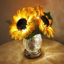 Flower Desk Lamp, Sunflower USB Rechargeable Touch Stepless Dimming Table Lam...