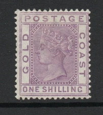 Gold Coast 1884-91 1/-Bright mauve SG 18a Mint. (R1411)