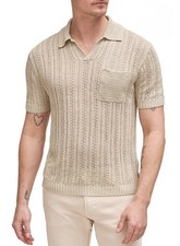 John Varvatos Mens Odin Textured Polo Shirt X-Large Linen - NWT 268