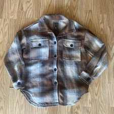 Roper Women’s Shacket Plaid Flannel Size Medium Brown/White Western Button Up