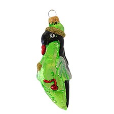 Larry Fraga Smart Bird Blown Glass Christmas Ornament 5096