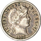 1907-S 10C Barber Dime VF K19372