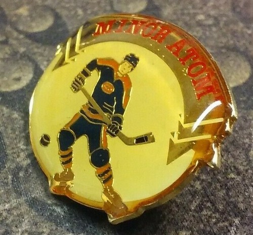 Minor Atom hockey player pin badge