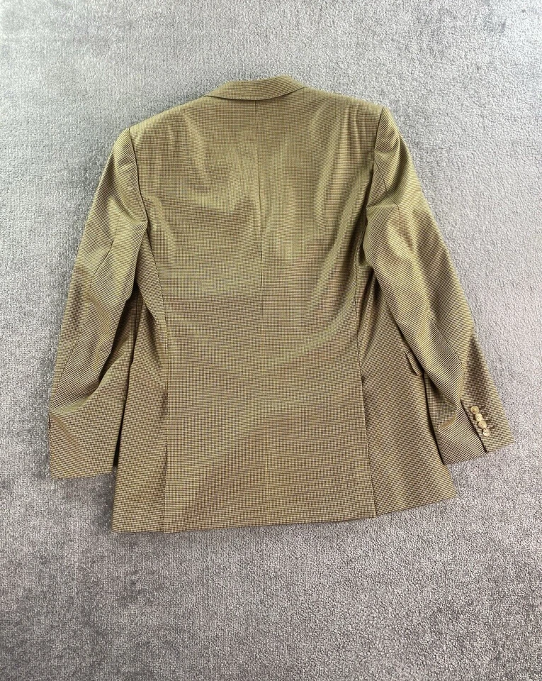 Jaqueta Masculina Ermenegildo Zegna 44 L Lã Dourada 15 Mil Houndstooth Su Misura - Imagem 3 de 4