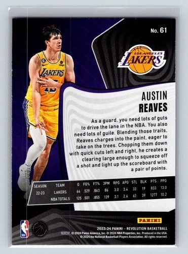 2023-24 Panini Revolution #61 Austin Reaves Los Angeles Lakers (B) - Picture 2 of 2