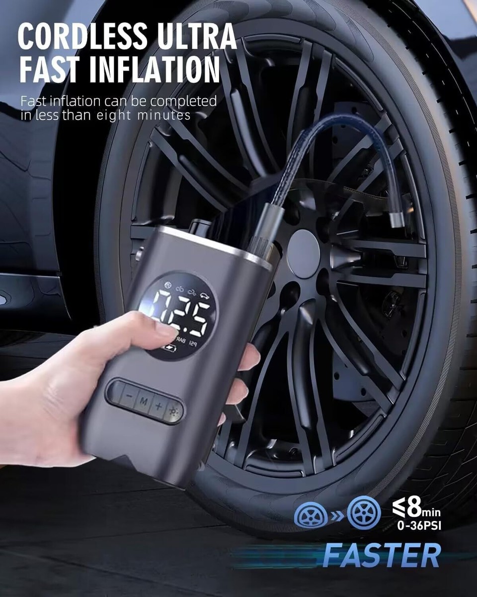 Cordless Tire Inflator 12000mAh Pump – Portable Air Compressor For Cars ...