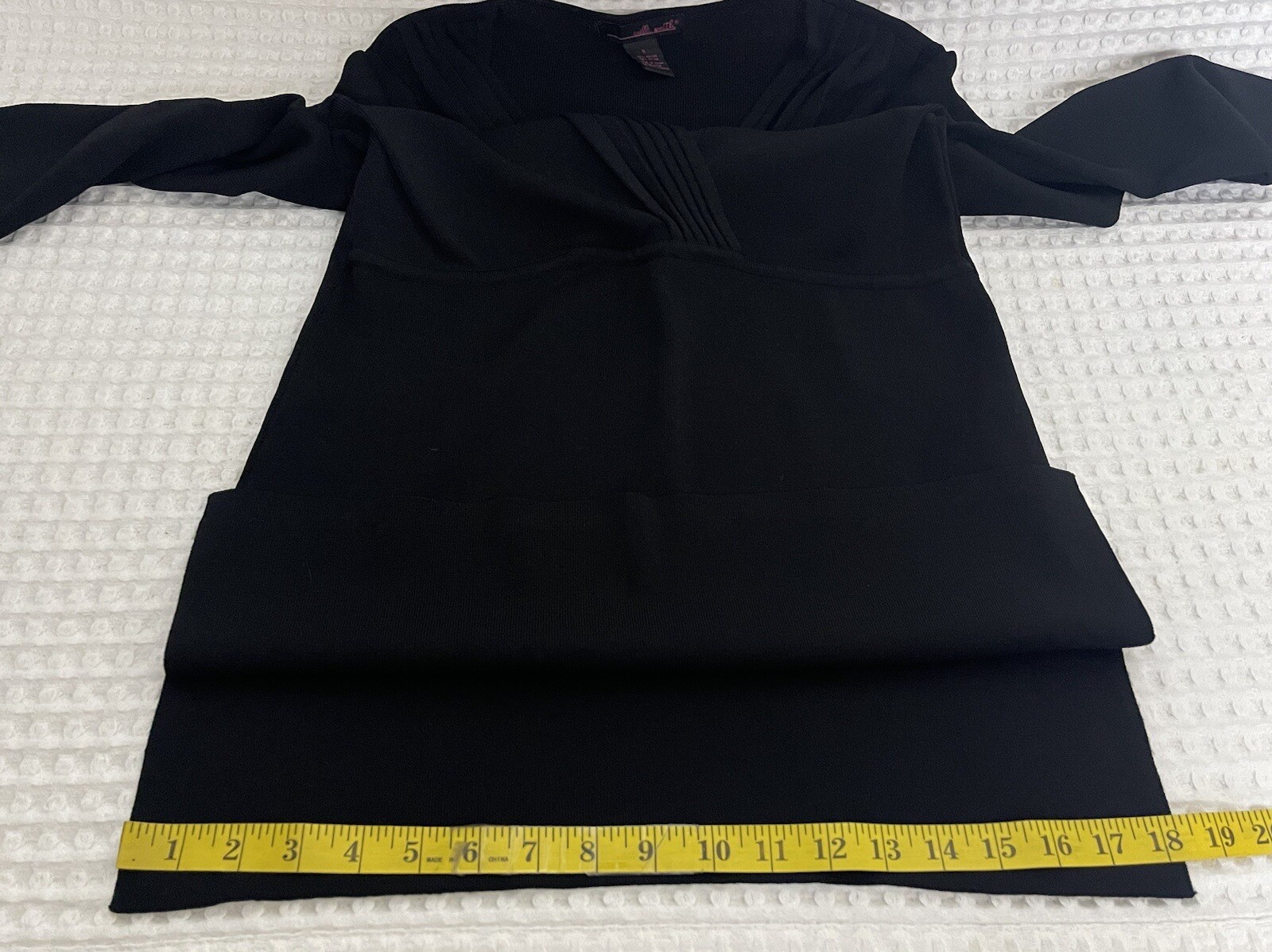 Willi Smith Top Womens Size S Black V Neck Stretch 3/4 Sleeve Pullover Blouse image 9