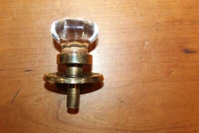 1-3/4" 8-point Crystal Glass Knob Brass Base Fixed U-Shaped Spindle T-104