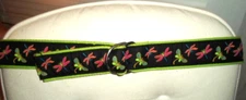 Douglas Paquette Dragon Fly Belt Canvas Large Double D-Ring Buckle Blk/Lime/Pink