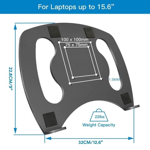 Universal Metal Laptop Mounting Tray VESA 75 Desk Mount Adapter Plate Black - Afbeelding 8 van 8