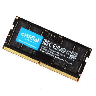 New Crucial 64GB (2x32GB) DDR5-4800MHz PC5-38400 SODIMM Memory Ram