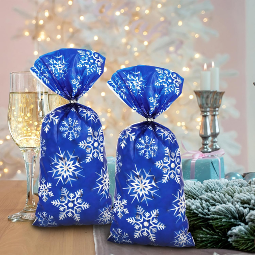 160 Stck. Weihnachten Zellophan Leckerlibeutel mit Drehband Winter Schneeflocke Party Gif - Bild 7 von 7