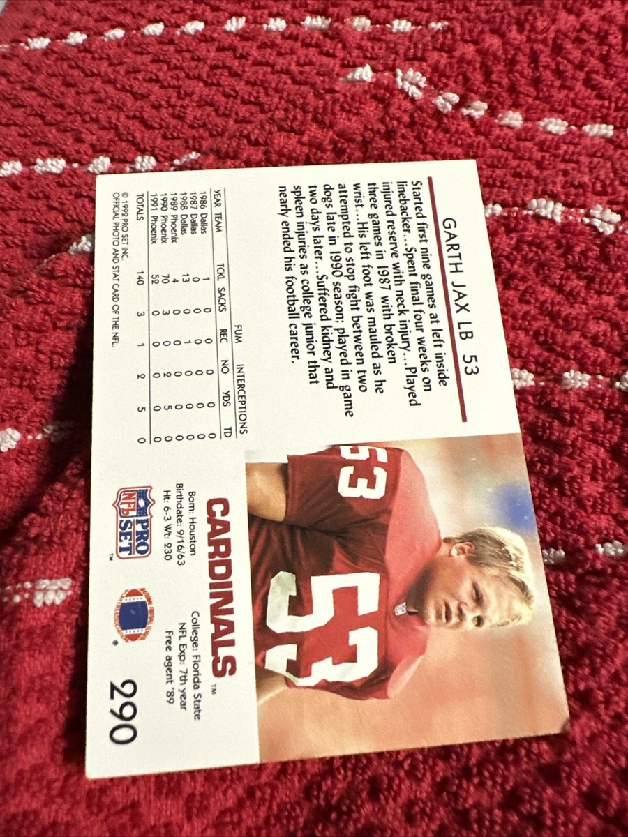 Garth Jax 1992 Pro Set #290 Phoenix Cardinals FOOTBALL Autograph