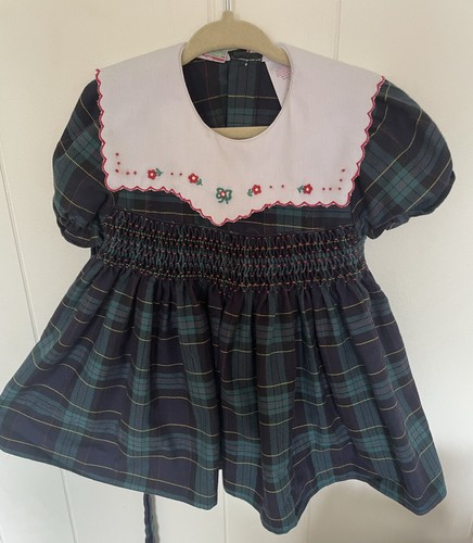 Allison Ann Plaid Dress Smocked Bodice Vintage Baby Dress Size 18 Months