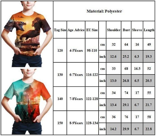 Kids Boys 3D Godzilla VS Kong Print T-shirts Summer Casual Short Sleeve Tee Tops - Picture 5 of 13
